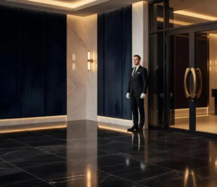 Ulaz u luksuzni restoran unutar Zadar Casino prostora, u toplom svjetlu i profinjenom interijeru.
