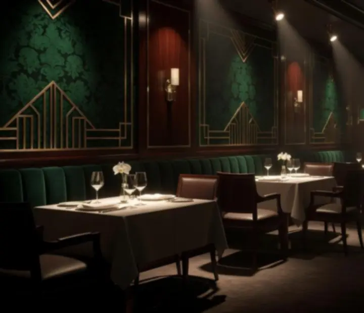 Cinematografska rasvjeta u interijeru Zadar Casino restorana s toplim svjetlom i refleksijama.