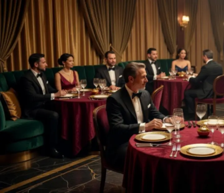 Noćna atmosfera luksuznog restorana unutar casino okruženja