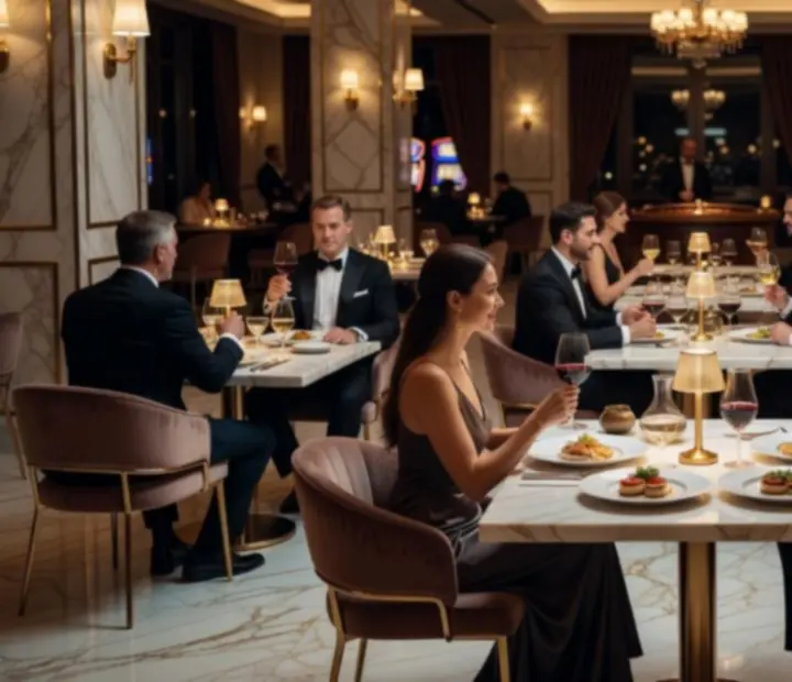 Galerija prizora iz luksuznog Zadar Casino restorana – jela, interijer i noćni ambijent.